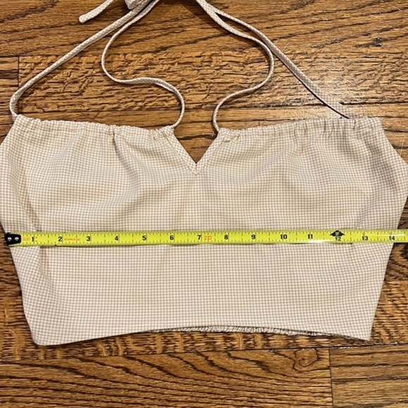 NWOT TAN GINGHAM HALTER CROP TOP - LE LIS SIZE S - Picture 9 of 12